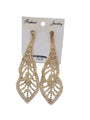 Gold Leaf Statement Earrings – Crystal Cutout Design